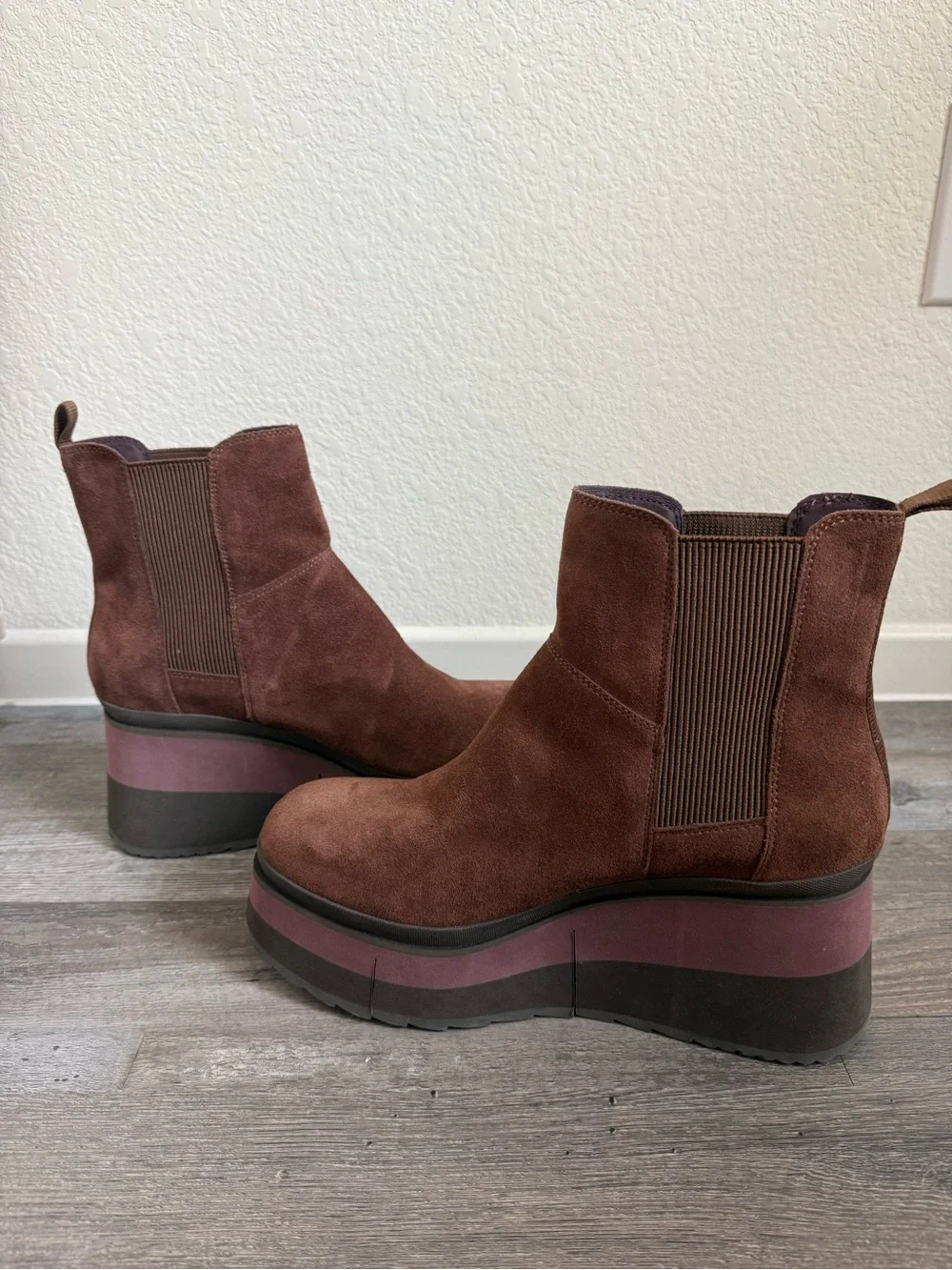 Naked Feet GUILD CACAO brown PLATFORM CHELSEA BOOTS size 11